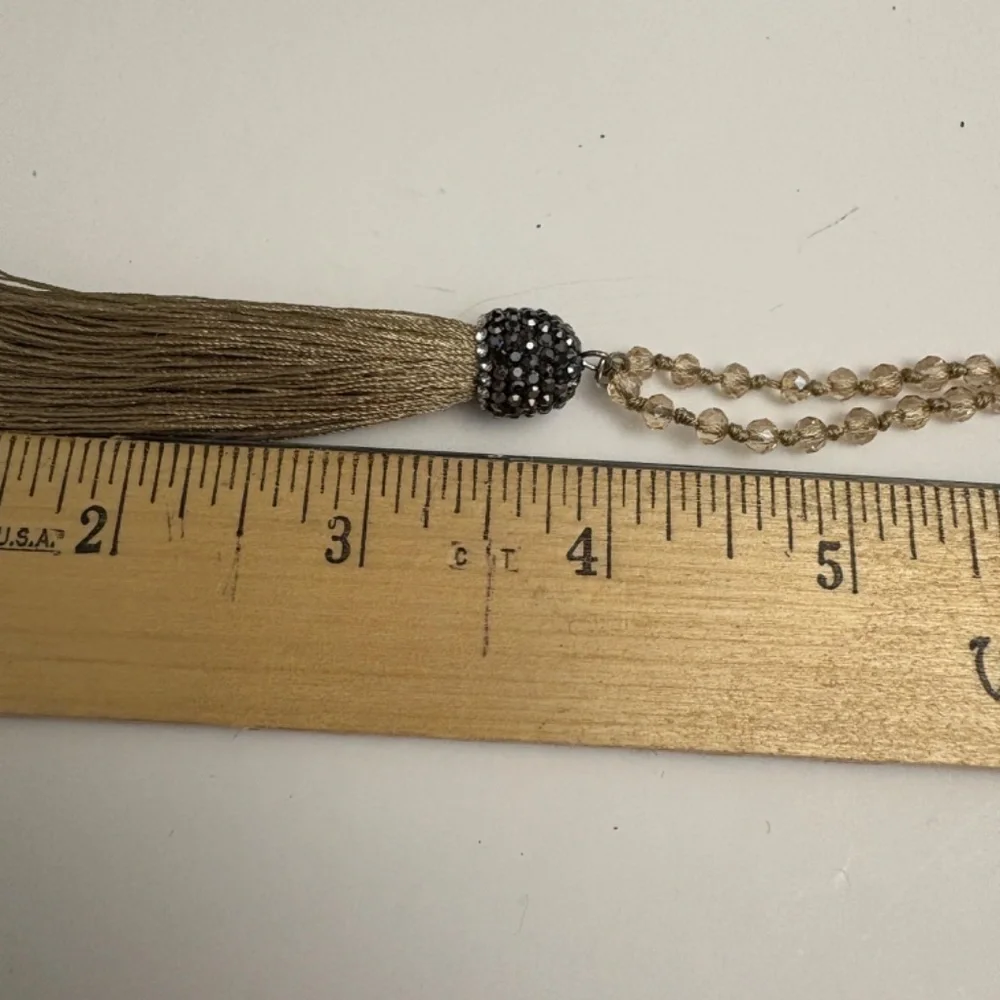 Tassel Earring and Necklace Set Goldtone with black and white sparkles